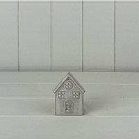 KDMD Grey Glazed Ceramic House Tealight with Textured Detail