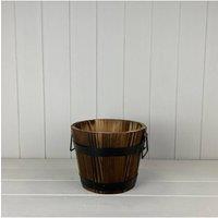 KDMD Wooden Barrel with 2 Metal Bands & Handles - 16mm in Brown