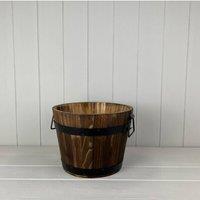 KDMD Wooden Barrel with 2 Metal Bands & Handles - 18mm in Brown