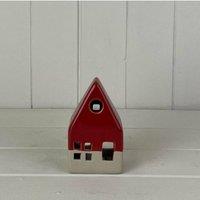 KDMD Red/White Ceramic House Decoration with LED in Red