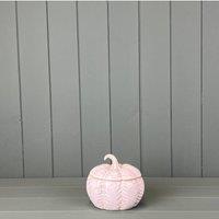 KDMD Glazed Ceramic Pumpkin Jar with Textured Detail in Pink