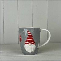 KDMD Grey Ceramic Gonk Mug with Red Stripey Hat & White Handle