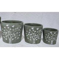 KDMD Grey Cement Love Tree Pot - 15mm
