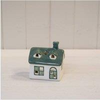 KDMD White/green Ceramic House Tealight - 11mm in Green