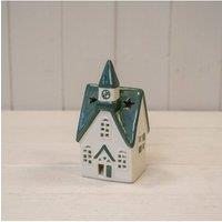 KDMD White/green Ceramic House Tealight - 5mm in Green