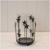 KDMD Large Black Metal Star Candle Holder with Glass Insert