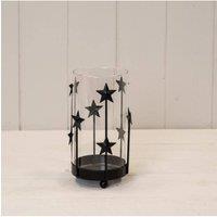 KDMD Small Black Metal Star Candle Holder with Glass Insert