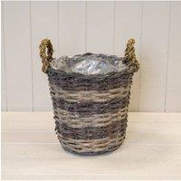 KDMD Sturdy Peeled & Unpealed Split Willow Round Basket with Ears - 22mm in Brown
