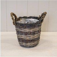 KDMD Charming Peeled & Unpealed Split Willow Round Basket with Ears in Brown
