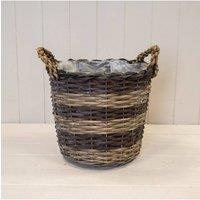 KDMD Sturdy Peeled & Unpealed Split Willow Round Basket with Ears - 25mm in Brown