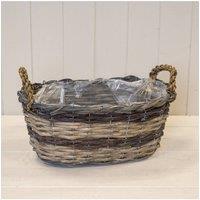 KDMD Peeled & Unpealed Split Willow Oval Basket With Ears in Brown
