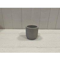 KDMD 8cm Cylinder Diagonal Grid Pot in Grey