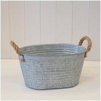 KDMD Aged Zinc Trough with Rope Handles & Draiange Hole in Grey