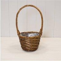 KDMD Rustic Round Willow Basket with Overhandle - 33mm in Brown