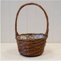 KDMD Rustic Round Willow Basket with Overhandle - 37mm in Brown