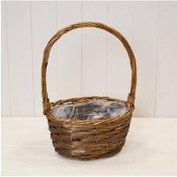 KDMD Oval Brown Willow Basket with Overhandle