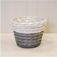 KDMD Handcrafted Two Tone Willow Planter in White