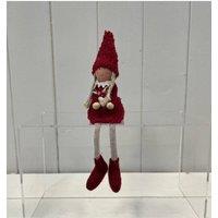 KDMD Red Boucle Sitting Doll with Wooden Heart