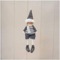 KDMD Grey Hanging Boy Doll in Stripey Jumper