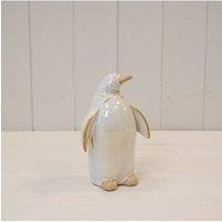 KDMD Large Stone Glazed Ceramic Penguin Ornament in White