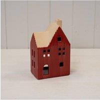 KDMD Large Red Ceramic House Tealight Holder