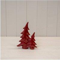 KDMD Small Red Ceramic Bendy Double Christmas Trees