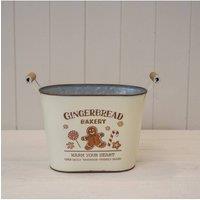 KDMD Small Cream 'Gingerbread Bakery' Oval Planter