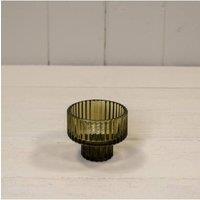 KDMD Olive Green Glass Candle Holder - Small