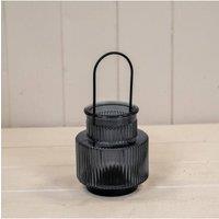 KDMD Cool Grey Glass Candle Holder with Handle Small