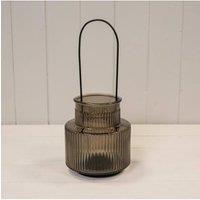 KDMD Warm Grey Glass Candle Holder with Handle Large