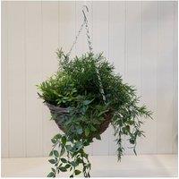 KDMD Round Brown Rattan Hanging Basket with clear soft plastic liner