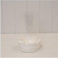 KDMD Round Bow Candle Holder with Glass Insert in White