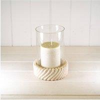 KDMD Tall Sandy Textured Hurrican Glass Candle Holder in Light Sand