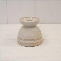 KDMD Taupe Glazed Candle Holder with Unglazed Design