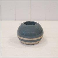 KDMD Blue Glazed Tealight Holder with Unglazed Design