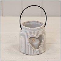 KDMD Natural Ceramic Tealight Holder With Cut Out Heart Detail