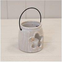 KDMD Natural Ceramic Tealight Holder with Flower Cut Out