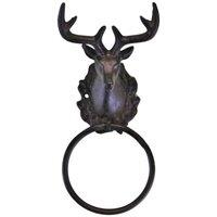 KDMD Stag Head Cast Iron Rustic Towel Ring in Bronze