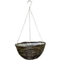 KDMD 14 inch Round Rattan Hanging Basket 2 Pack in Dark Brown