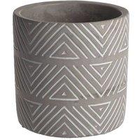 KDMD Large Grey Cylindrical Triangular Pattern Cement Pot