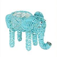 KDMD Blue Grey Wire Elephant Planter in Aqua