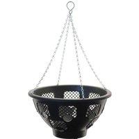 KDMD Easy Fill Hanging Basket 14 Inch in Black