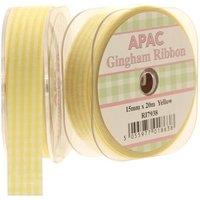KDMD Yellow Small Gingham Ribbon 15mm 3 Pack