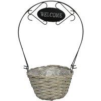 KDMD Grey Basket with Welcome Sign 23cm