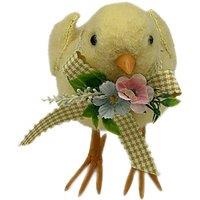KDMD Chick with Gingham Bow & Flowers in Yellow