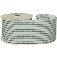 KDMD White & Green Striped Fabric Ribbon 63mm x 9m