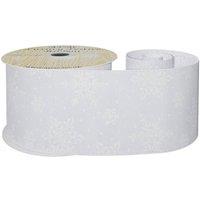 KDMD White Wired Ribbon with Glitter Snowflakes 63mm x 10 yards