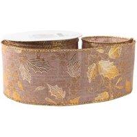 KDMD Natural Gold with Holly Ribbon 63mm x 10yds