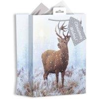 KDMD Medium Christmas Stag Gift Bag 10 Pack in White