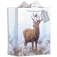 KDMD Large Christmas Stag Gift Bag 6 Pack in White